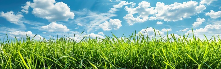Obraz premium Green Grass Under a Blue Sky