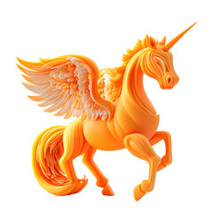 Surreal Papaya Pegasus Creature: A Unique Digital Composite of a Fantastical Hybrid on a Clean White Background