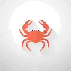 Simple flat 2D icon crab isolated on a transparent background, vector, animation design, vector, flat design, animation design, simple flat 2D icon, minimalist design