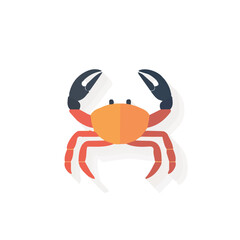 Simple flat 2D icon crab isolated on a transparent background, vector, animation design, vector, flat design, animation design, simple flat 2D icon, minimalist design