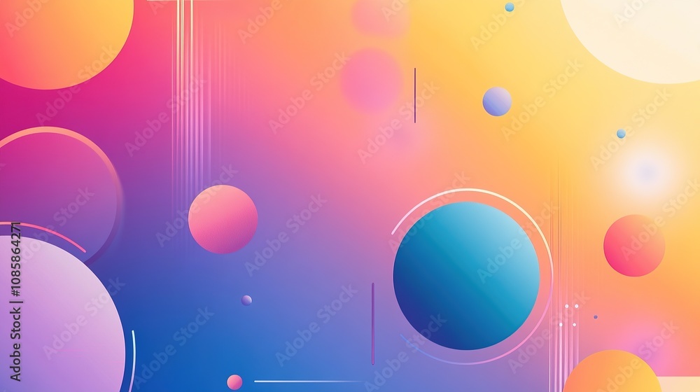Poster colorful gradient spheres with abstract design elements.