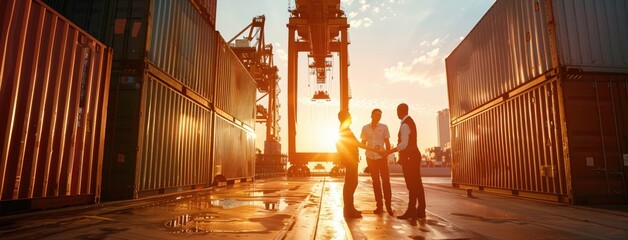 Business Deal at Sunset in the Port