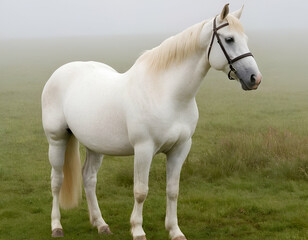 white horse in the field