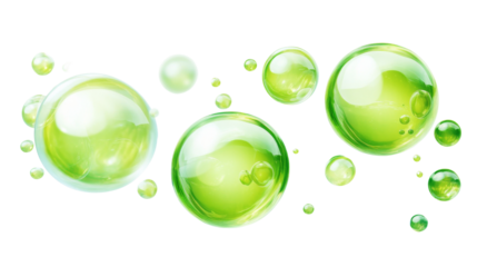 Green liquid bubbles transparent background