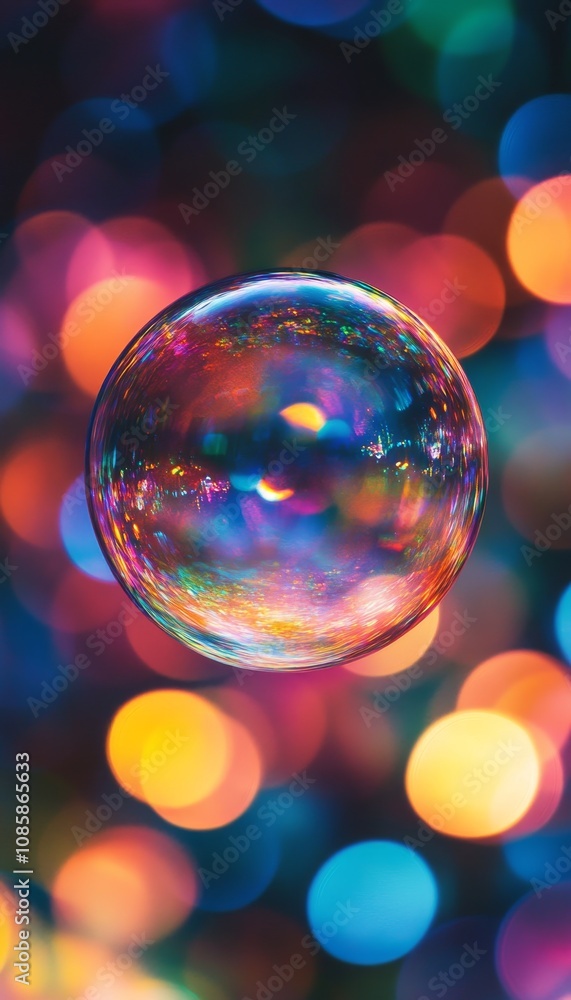 Aufkleber iridescent soap bubble a stunning abstract macro shot with colorful reflections and dreamlike bokeh