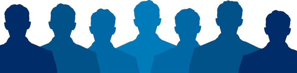 Leader vector concept illustration banner, group of businessmen silhouette bored design