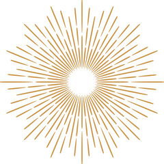 Elegant vintage thin sun ray or sunburst vector illustration, isolated