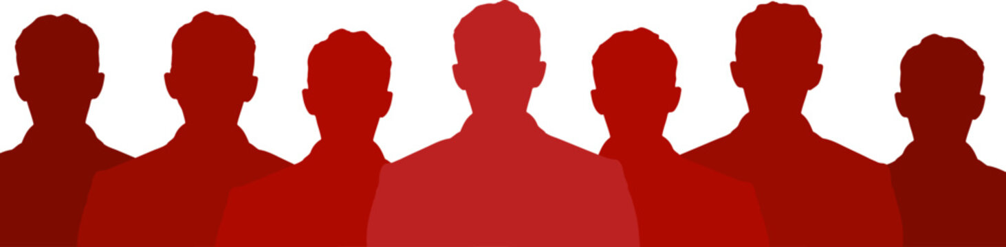 recommend clip art: Human crowd following the leader concept illustration group of man vector silhouette banner design