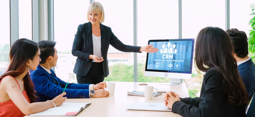 Customer relationship management system on modish computer for CRM business and enterprise