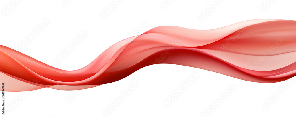 Poster fluid red wave design with soft curves on a transparent background. transparent background