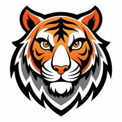 Tiger Head Vector Illustration, Tiger Head Logo in Bold Graphic Style