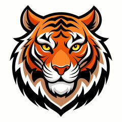 Tiger Head Vector Illustration, Tiger Head Logo in Bold Graphic Style
