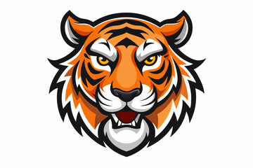 Tiger Head Vector Illustration, Tiger Head Logo in Bold Graphic Style