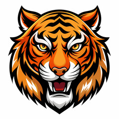 Tiger Head Vector Illustration, Tiger Head Logo in Bold Graphic Style