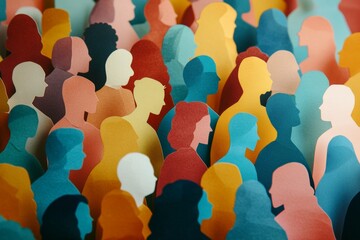 Diverse community  artful paper cut outs representing unity and teamwork in photography