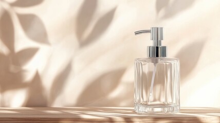 Naklejka premium Elegant glass bottle with soft light background.