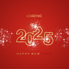 2025 New Year loading light spark firework golden white red vector logo icon.ai