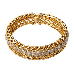 Obraz premium Gold bracelet isolated on transparent background. Beautiful bracelet design.