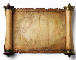 Old asian parchment on white background