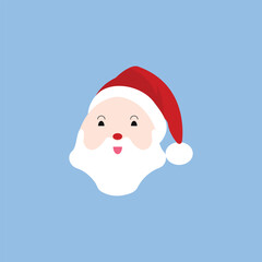 cartoon Santa Claus heads or face in flat style. Vector illustration
