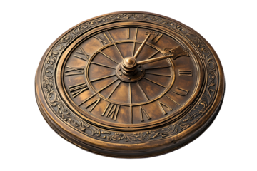 Bronze Sundial Showcased on a Clean Isolated White Background