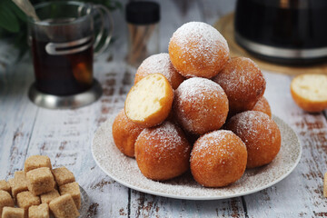 Quarkbelllchen, traditional German dessert made of cotton cheese and dough