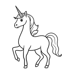 Unicorn Outline Vector Illustration. This vector illustration features a charming unicorn drawn in a clean black outline style.