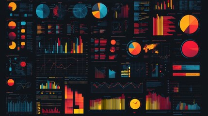 A Complex Data Visualization Displaying Various Charts And Graphs