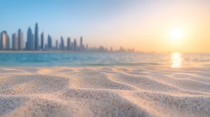 Golden hour serenity palm jumeirah beach dubai landscape photography tranquil environment coastal viewpoint