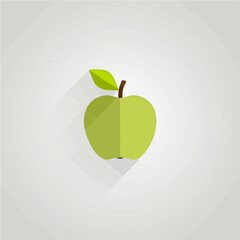 Simple flat 2D illustration of green apple isolated on a white background, ai, flat 2d design, ideal for animation, UI/UX design, mobile apps, web design, digital illustrations