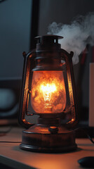 Rustic Lantern with Detailed Frame