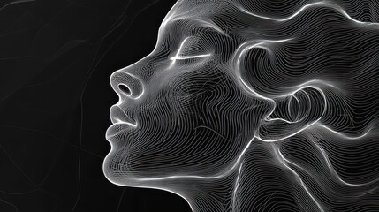 Abstract Line Art Depicting a Womans Face Profile