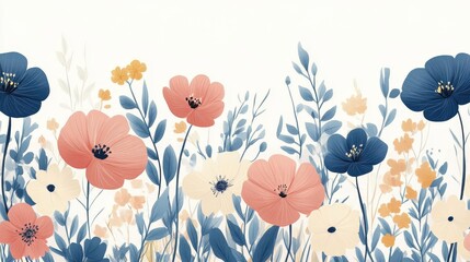 Delicate Floral Arrangement in Pastel Hues and Blues