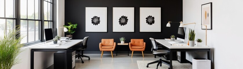 Modern office interior with stylish furniture.