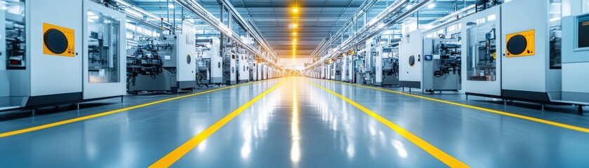Obraz premium Modern industrial space with advanced machinery.