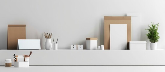 Stationery Branding Mockup Template Isolated On White Background With Vivid Elements For Design Placement