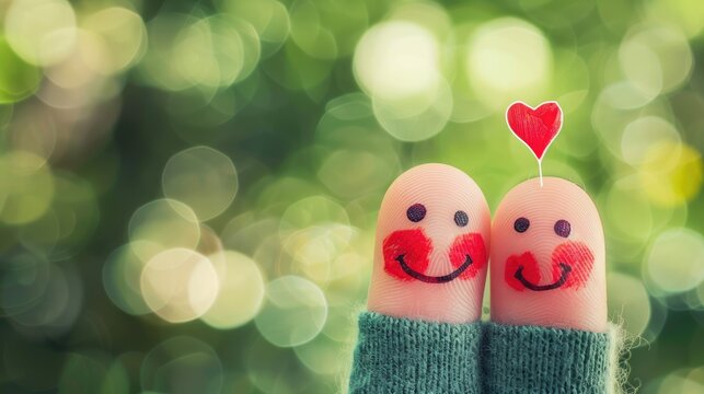 Happy Couple Fingers with a Red Heart