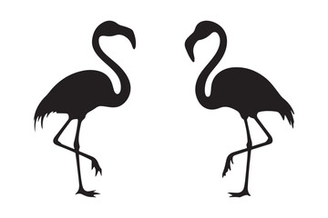 Silhouette of Two Flamingos Facing Each Other