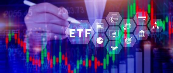 ETF investment concept, Exchange Traded Fund, ETF stock options and stock market index fund, Growing Wealth in the Financial Market.