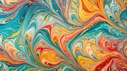 Colorful abstract marbled paper texture with flowing waves
