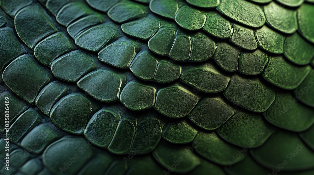 Poster close-up view of vibrant green reptile scales highlighting texture and intricate patterns in natural