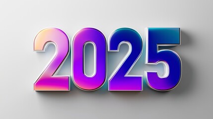 Colorful 2025 numbers representing the upcoming year with a gradient design showcasing vibrant purple and blue tones against a light background