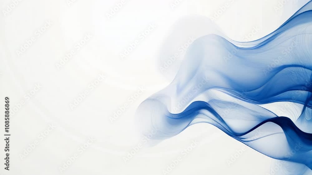 Poster soft swirling blue vapor flows gracefully against a light background, creating a calming and etherea