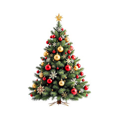 Christmas tree with star isolated on transparent background, png file A Christmas tree
