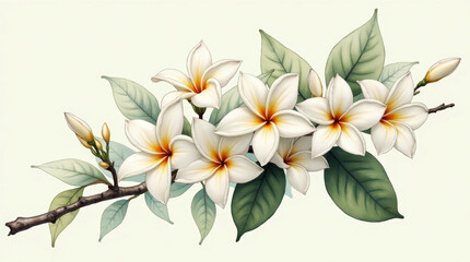 Obraz premium Watercolor Artwork of Jasmine Flowers for Greeting Cards and Invitations