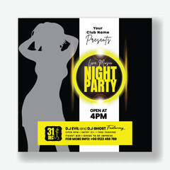 Nightclub party Social media post, DJ party social media square flyer, holidays festivals and events invitation party web banner, concert, disco party flyer place for image