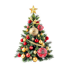 Christmas tree with star isolated on transparent background, png file A Christmas tree