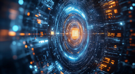 Obraz premium Futuristic virtual reality interface with translucent UI elements and holographic graphs - Generative AI.