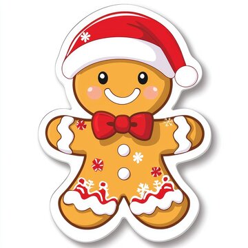 gingerbread man wearing santa hat clip art preview