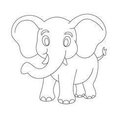 Majestic Elephant: One-Line Continuous Vector Art on White Background
